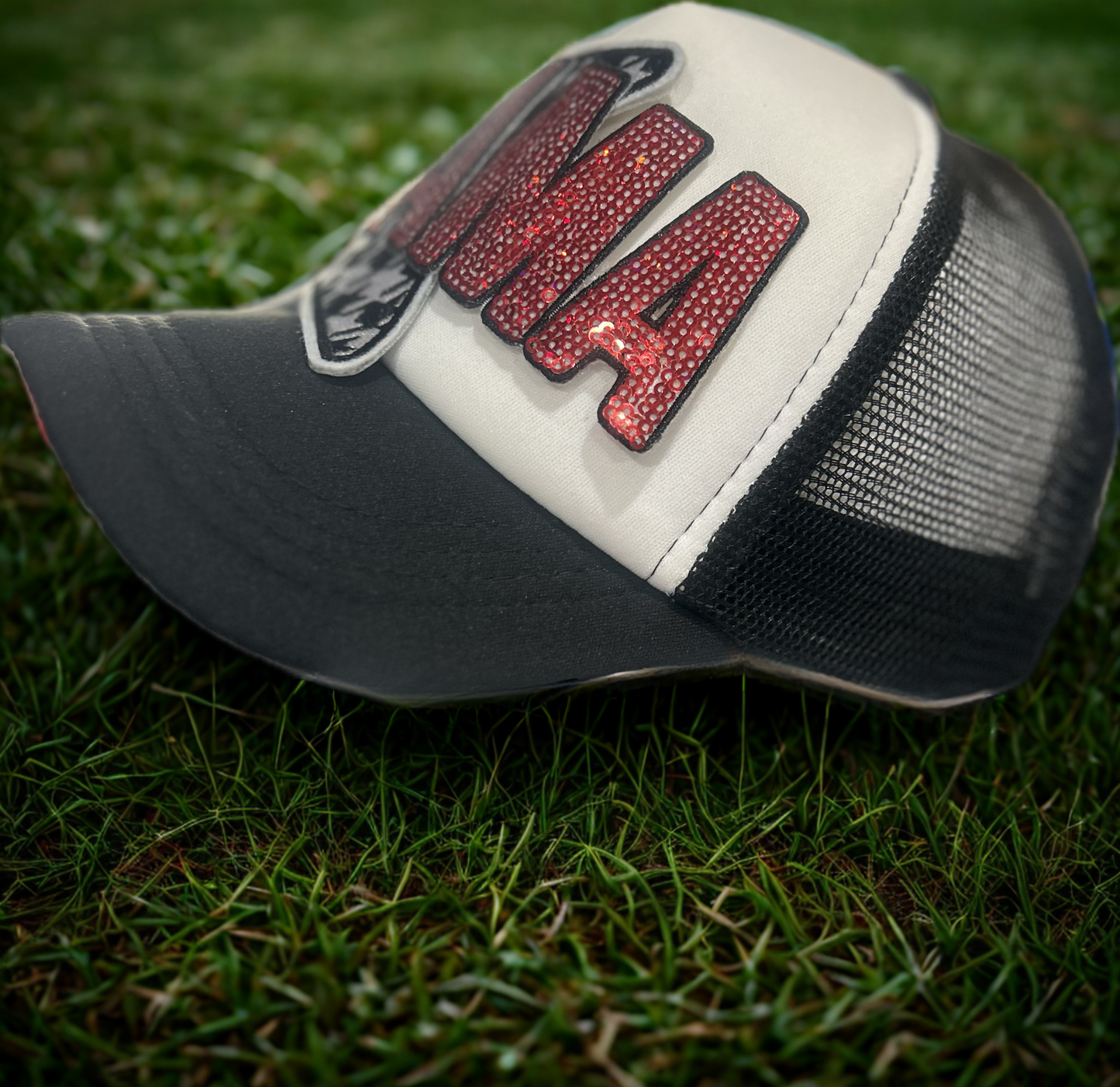 Sequined Bama with Houndstooth on White Hat