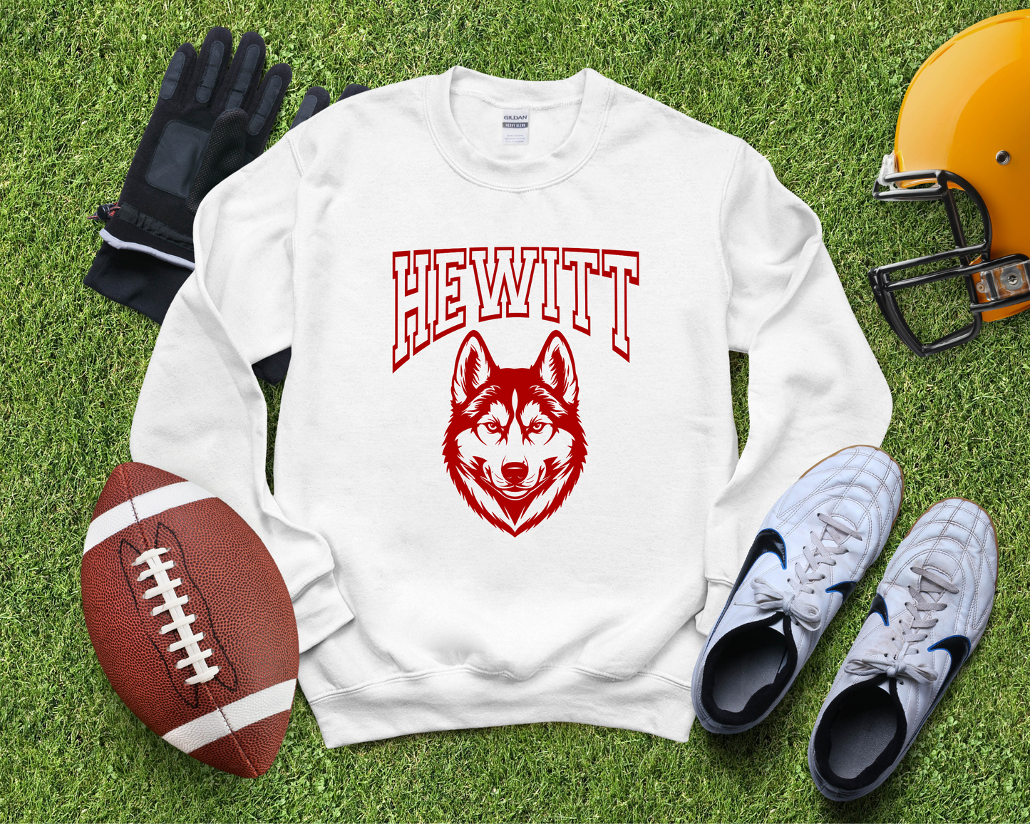 Hewitt Husky - Vintage on White Crewneck