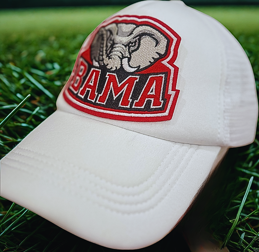 Vintage Bama with Elephant on White Hat
