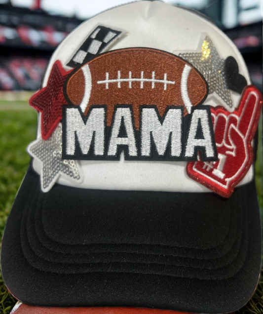 Football Mama on Black / White Hat