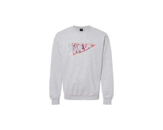 Game Day Sequin Pennant Patch-Crewneck