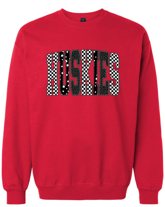Checkered Huskies Crewneck