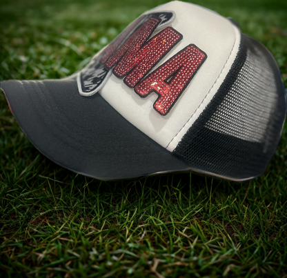Sequined Bama with Houndstooth on White Hat