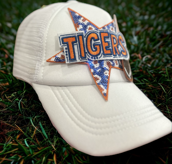 Tigers Gameday: Orange & Blue on White Hat